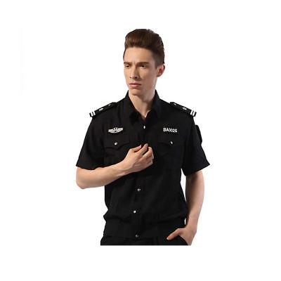 China Anti-pilling Summer Black Men Working Wear Safety Sleeve Security Shirt OEM Uniform Short Service for sale