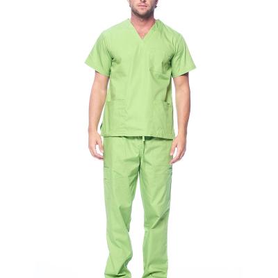 China Wholesale Unisex Short Sleeve Hospital Nurse Hospital Cotton V-Neck 100% Uniform Tops And Pants Medical Scrubs for sale