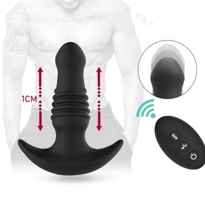 China 7-speed Vibration Frequency + 3 Speed ​​Telescopic Remote Control Wholesale Remote Control Vibrator Rechargeable Sex Toys Huge Butt Plug Silicone Male Prostata Anal Massager for sale