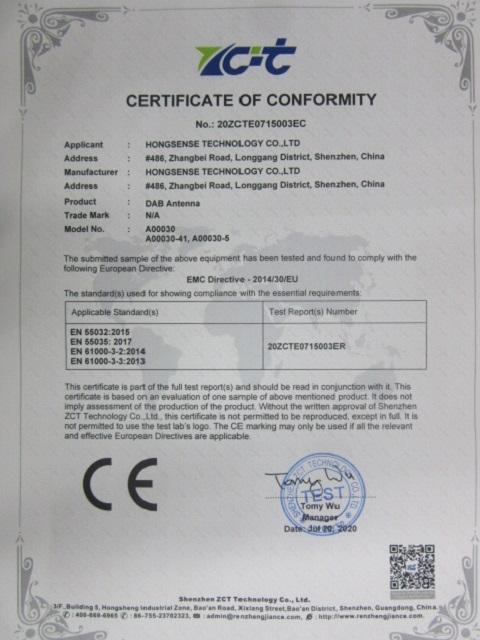 CE - Shenzhen Hongsense Technology Co., Ltd.