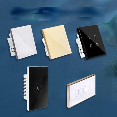 China Black Eu color wifi dimmer touch switch ABS+PC tuya zigbee home 3 band wifi UK standard smart touch switch for sale