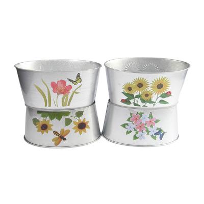 China High Quality Flower/Green Plant Custom Design Metal Flower Pot Holder, Flower Pot Hook Bucket Small Metal Tin Bucket for sale