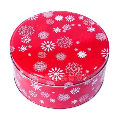 China Food Customized Gift Packaging Round Metal Cans Tin Boxes For Cookies Biscuits Cakes for sale