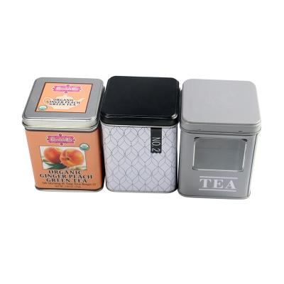 China Cheap Direct Selling Tea Square Tin Box With Clear Pvc Window, Metal Tea Tin With Hinge for sale