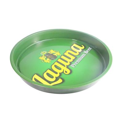 China Tinplate Factory Custom Metal Serving Tin Rolling Tray Guinness Beer Round Metal Tin Serving Tray With Logo for sale