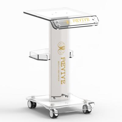 China Modern White Furniture Trolley OEM Beauty Center Hand Cart Acrylic Plastic Medical Trolley For Beauty Salon Machine Trolley for sale