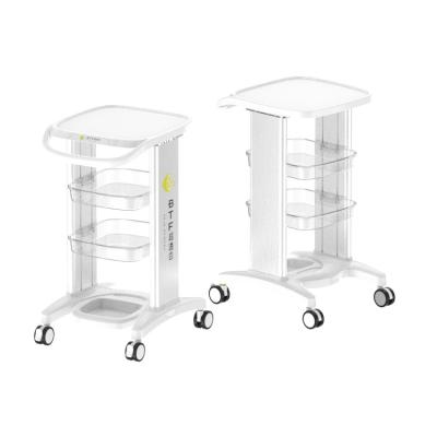 China Modern Portable Beauty Salon Acrylic Trolley Styling Rolling Trolley Assembled Acrylic Trolley for sale