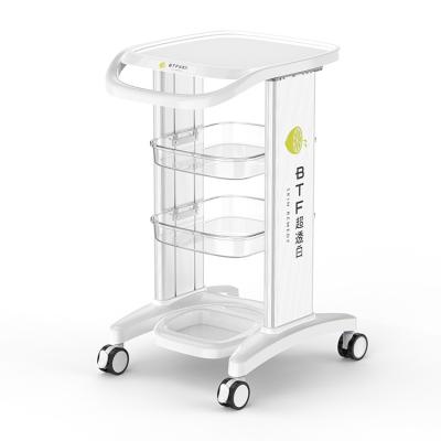 China SPA Modern White Beauty Cart 4 Wheel Acrylic Rolling Salon Trolley Trolley Cart for sale