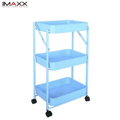 China Multifunctional Household Viable 3 Layer Plastic Foldable Kitchen Storage Rack for sale