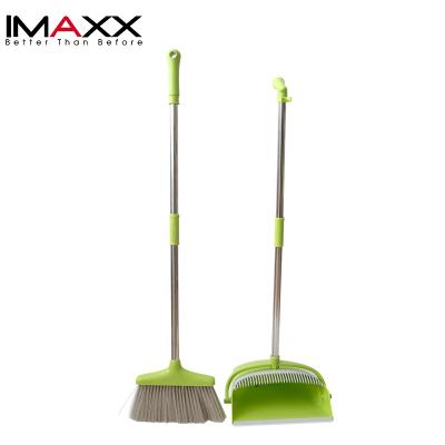 China Durable Household Bristle Cleaning Long Handle Plastic Broom And Dustpan Set for sale