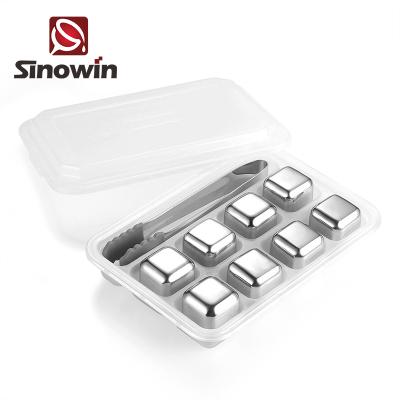 China Sustainable Amazon Success Reusable Stainless Steel Ice Cube Whiskey Stones Set for sale