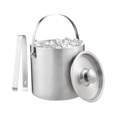 China Viable Stainless Steel Ice Buckets Cooler Bonus Wine And Ice Bucket Insulated Tongs for sale