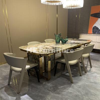 China (Other) real adjustable marble dining table set high quality marble dining table set 6 chairs for sale