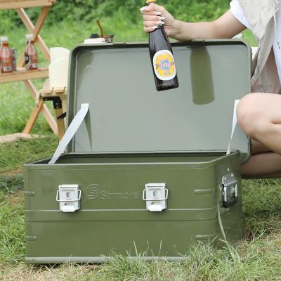 China Chinese Wholesale Light Electroion Light Oxidation Contrast Color Army Green Factory Aluminum Alloy Camping 90L Liner Outdoor Storage Box for sale