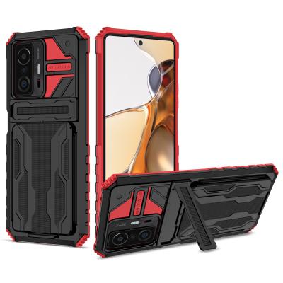 China Shockproof Xiao MI Armor Wallet Case with Credit Card Holder Kickstand for Note 10 5G Xiaomi 11 Lite Note 11 11T /11T pro Redmi la pro for sale