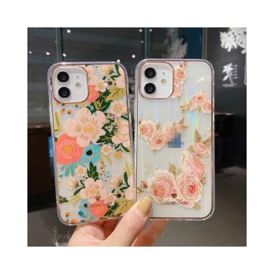 China high quality Anti-fall electroplating flowers phone non-slip case airbag for iphone 13 iphone 12 promax fashion beautiful for iphone 7 for sale