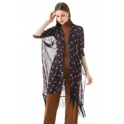 China 2021 Warm Chiffon Shawl Poncho Printed Sunscreen Scarf Shawl Beach Shawl Comfortable Women for sale