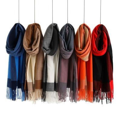 China 2021 comfortable new style autumn and winter cashmere feeling scarf thicken long tassels for women for sale