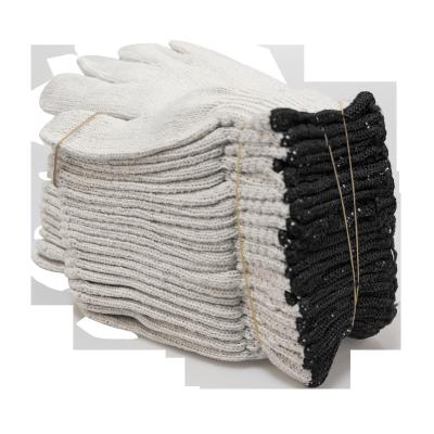 China Protect Hand Cut Resistant Bleach Knitting White Cotton Working Edge Black Gloves for sale