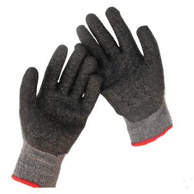 China Wear Resistant/Anti-Slip Wrinkle Latex Coated Hand Safety Protection Work Gloves With Cotton Polyester Coating for sale