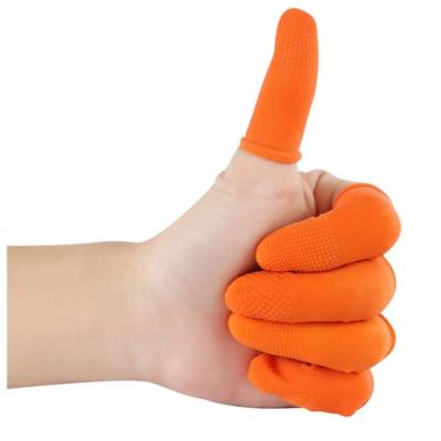 China Protect Finger Fingertip Part Of Orange ESD Latex Fingertips Increases Friction For Electronics Factory for sale