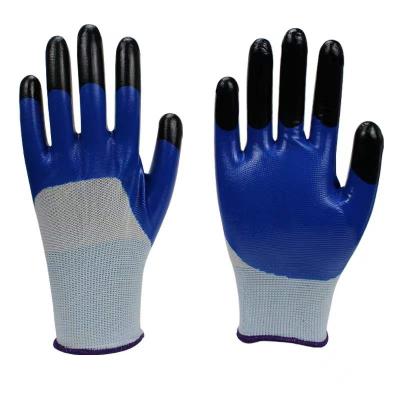 China Industrial hot selling nylon tank top heavy duty gloves 3/4 nitrile coated knit wrist glove nitrile for sale