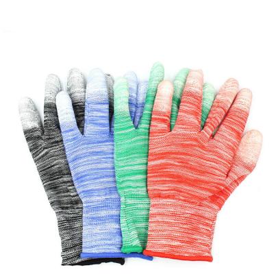 China Industrial Protective PU Knitted High Quality Wear Resistant Breathable Finger Coated Palm Work Gloves for sale