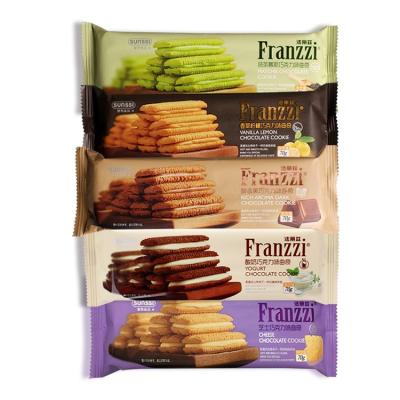 China Sunssi 70G Franzzi Full Size Chocolate Cookies Lemon Vanilla Yogurt Cheese Tasty Sandwich Cookie for sale