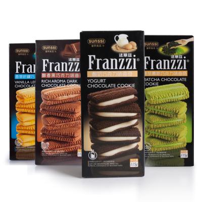 China Sunssi 115G Franzzi Natural Chocolate Wholesale Biscuits Flavor Dark Matcha Mousse Sandwich Biscuits for sale