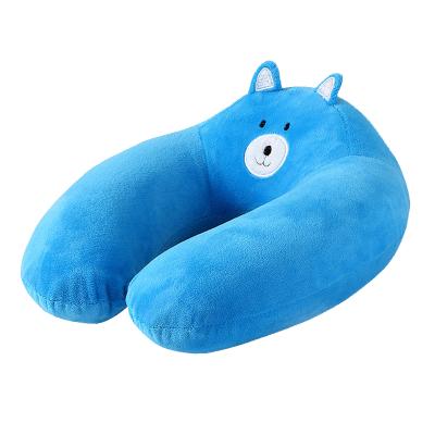 China Portable Memory U Shape Blue Car Neck Pillow Memory Foam Cervical Cushion For Travel for sale