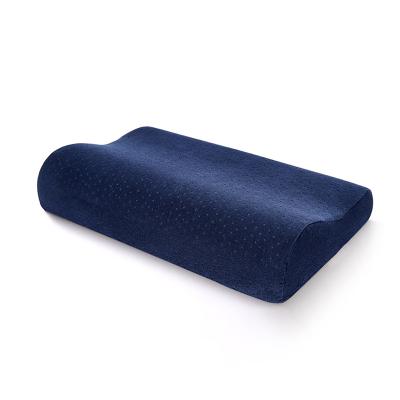 China Newly Bound Blue Memory Arc Shape Pillow Slow Foam Cervical Spine Pillow For Home for sale