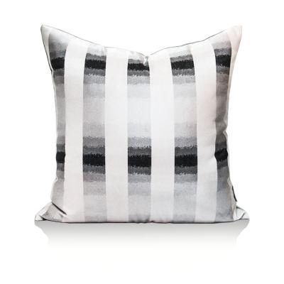 China Home Decor Gray Jacquard Cushion Cover Stripe Design Cozy Square Tile Case for sale