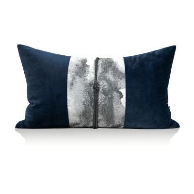 China Modern Design Blue Flannel Cushion Cover Modern Design Tile Lumbar Crate Cozy Home Decor for sale