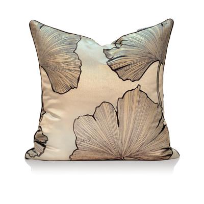 China Home Decor Champagne Gray Satin Embroidered Cushion Cover New Design Comfortable Square Tile Case for sale