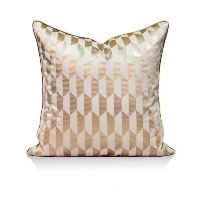 China Home Decor Gold Embroidery Lattice Design Cozy Square Tile Case Cushion Cover for sale