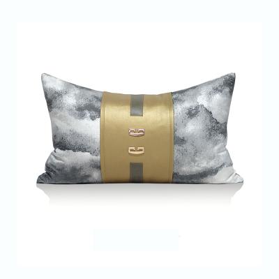 China Home Decor Gray Jacquard Cushion Cover Metal Design Comfortable Tile Lumbar Crate for sale