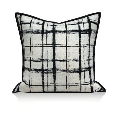 China Cozy Square Home Decor Square Tile Design Embroidery Plaid Embroidery Cushion Cover for sale