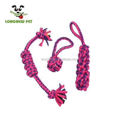 China Hot Selling Viable Dog Toy Set Cotton With Rope Durable Pet Toys Chew Resistant Dog Toys Purple for sale