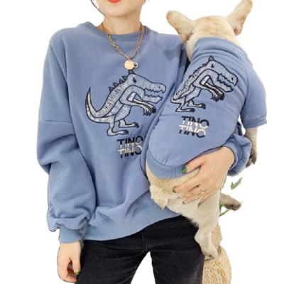 China Sustainable Sweatshirt With Embroidered Letters Pet Clothes Human Pet Hoodies And Pet Matching Clothes for sale