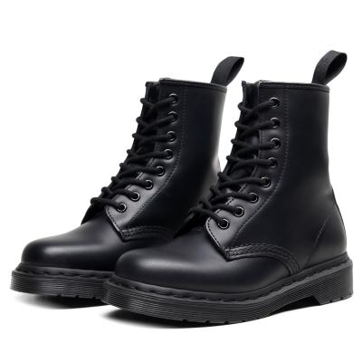 China Black line pure leather hard round women's men's couple boots and women's leather boots shape chief tide round boot for men for sale