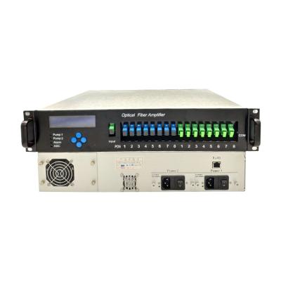 China High power: Up to 2W at total 1550nm EDFA optical amplifier 8 ports output 8*23dBm WDM for sale