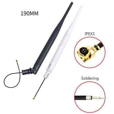 China ABS 2400-2500Mhz 4900-5900MHz 5dbi 15cm Dual Frequency Ipex Omni 2.4G 5.8G Black White Whip Antenna Wifi for sale