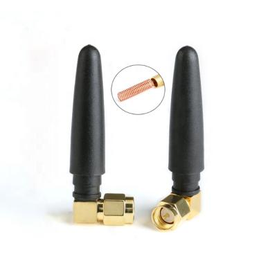 China 433mhz Lora Gain Wireless Radio Antenna Omni 50mm Right Angle 3dBi SMA Male Plug Rubber Connector for sale