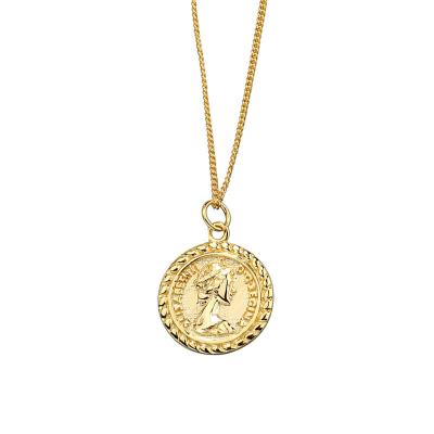 China Retro Necklace CLASSIC European Dollar Coin Round Gold Style Portrait Clavicle Chain Female Necklace for sale