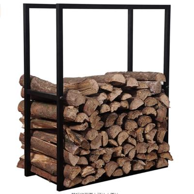 China Matte Black Metal Firewood Rack Firewood Storage Firewood Rack Durable Nordic Modern Indoor Log Rack for sale