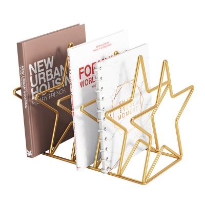 China Rustic Five-pointed Star Shelf Office Book Decoration Metal Storage Bookends School Office Bookends for sale