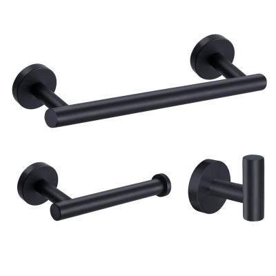 China Durable Black 304 Stainless Steel Towel Rack Bathroom Towel Rack Set Hardware Pendant Towel Rack for sale