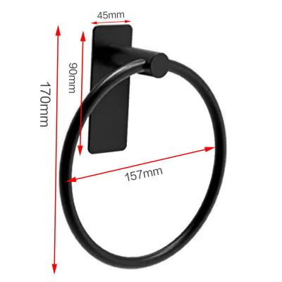 China Modern Stainless Steel Towel Rack Bathroom Accessories Wall Mounted Matte Black Towel Ring for sale