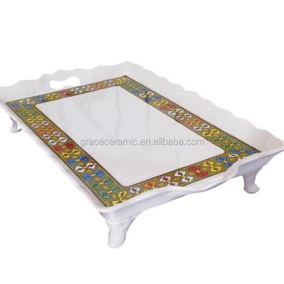 China Viable Ethiopian Art Eritrean Design Durable Ceramic Coffee Tea Cup Coffee Table Trays for sale