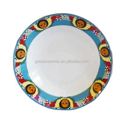 China Customized Ethiopian Eritrean Stocked Art Angel Design Porcelain Ceramic Dinner Dishes Set for sale